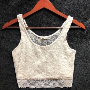 White lace crop top with full lace backside